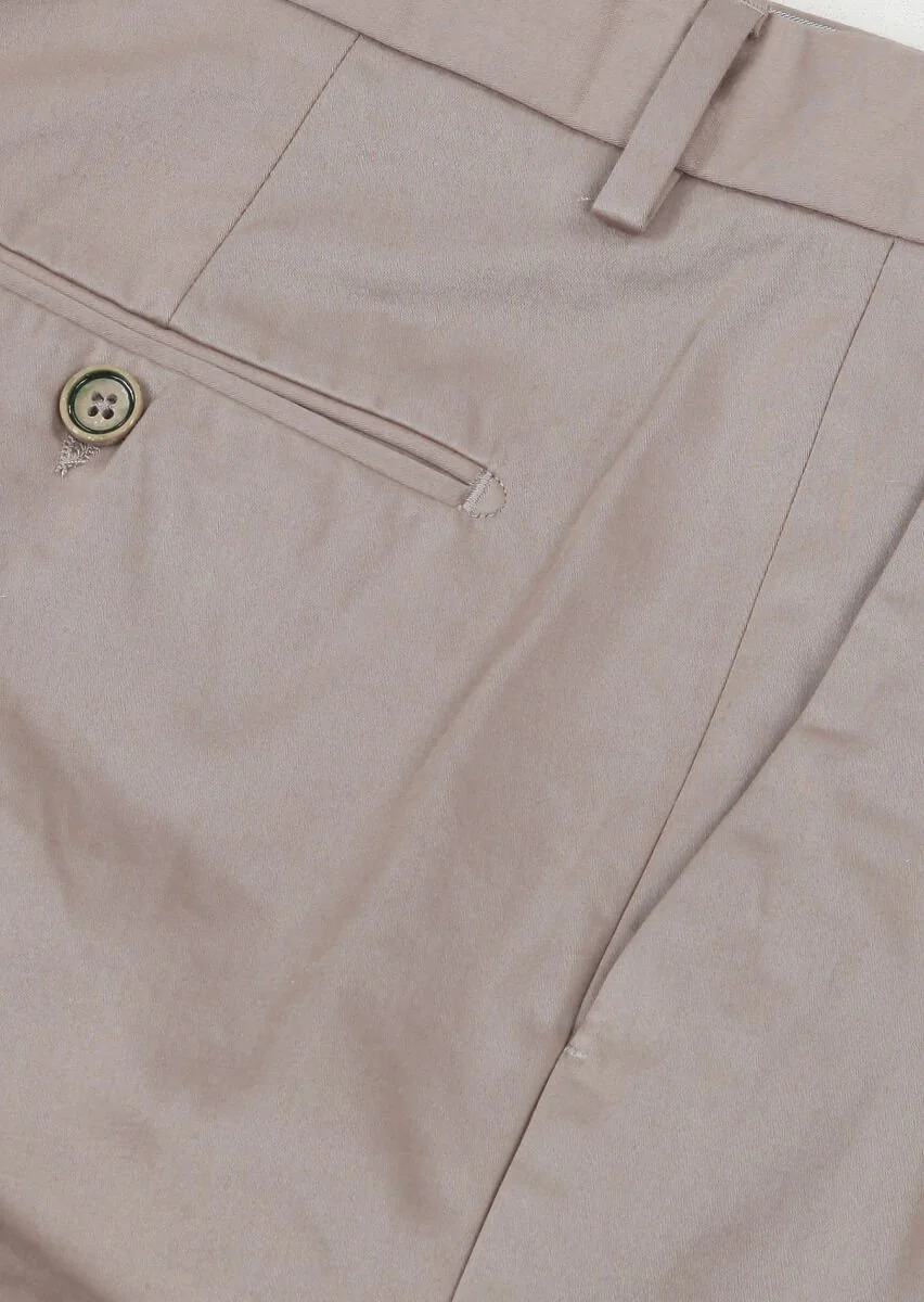 Bej Düz Dokuma Regular Fit Casual Pamuk Karışımlı Pantolon - 2