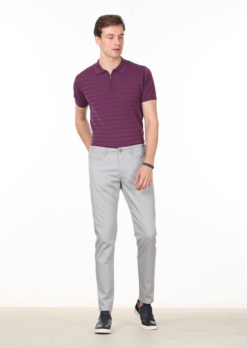 Bej Düz Dokuma Slim Fit Casual %100 Pamuk Pantolon - 1