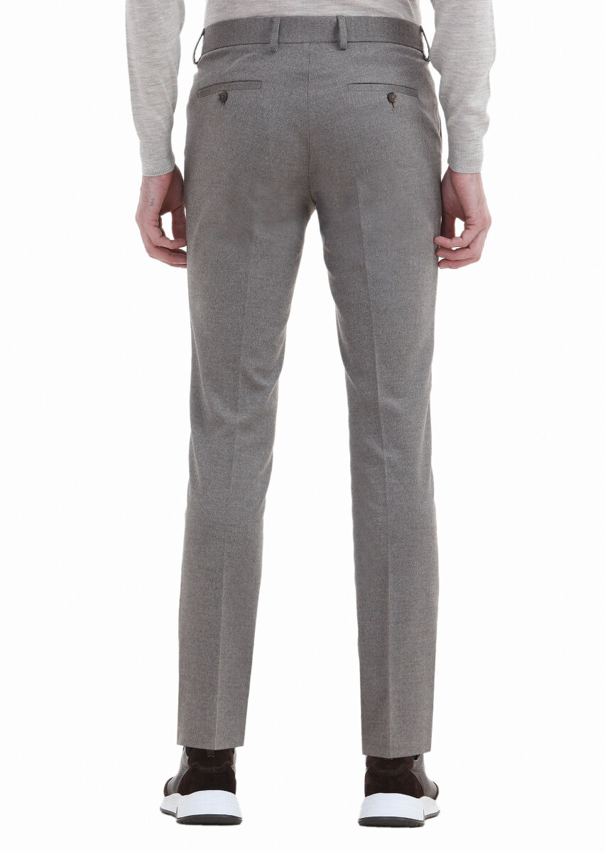 Bej Düz Dokuma Slim Fit Klasik Pantolon - 3