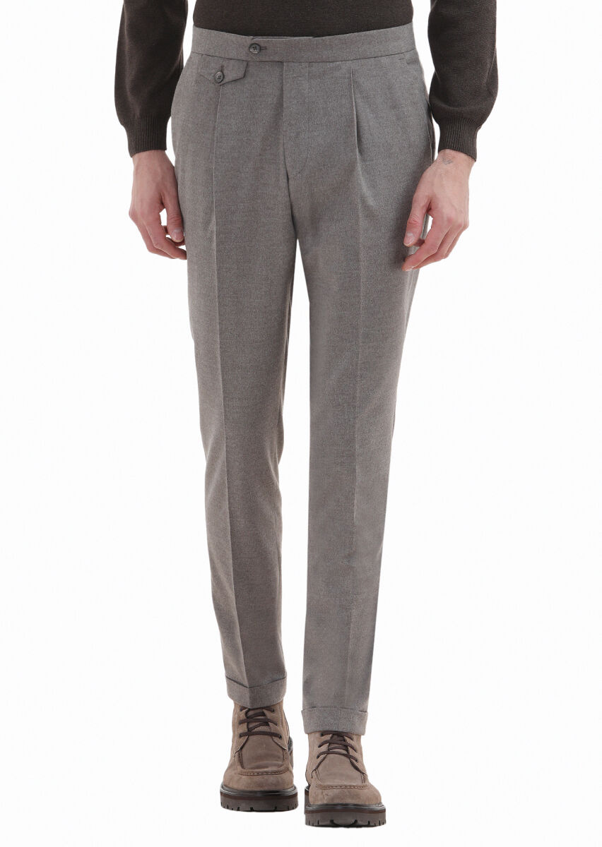 Bej Düz Kumaş Modern Fit Klasik Pantolon - 2