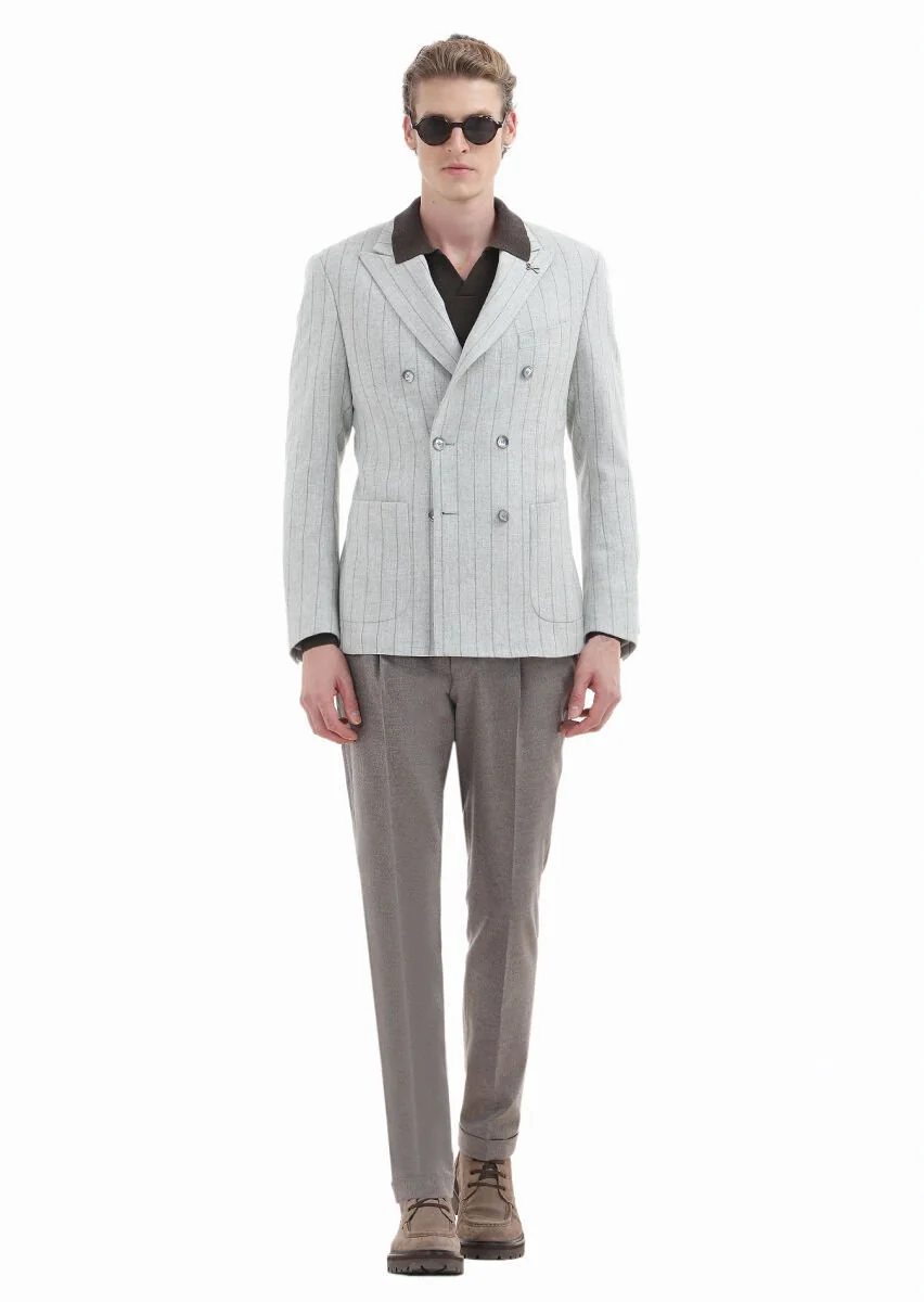 Bej Düz Kumaş Modern Fit Klasik Pantolon - 3