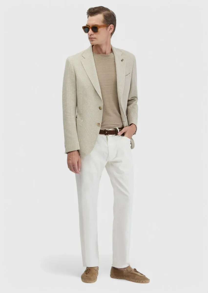 Bej Düz Shirt Shoulder Slim Fit Pamuk Karışımlı Örme Ceket - 5