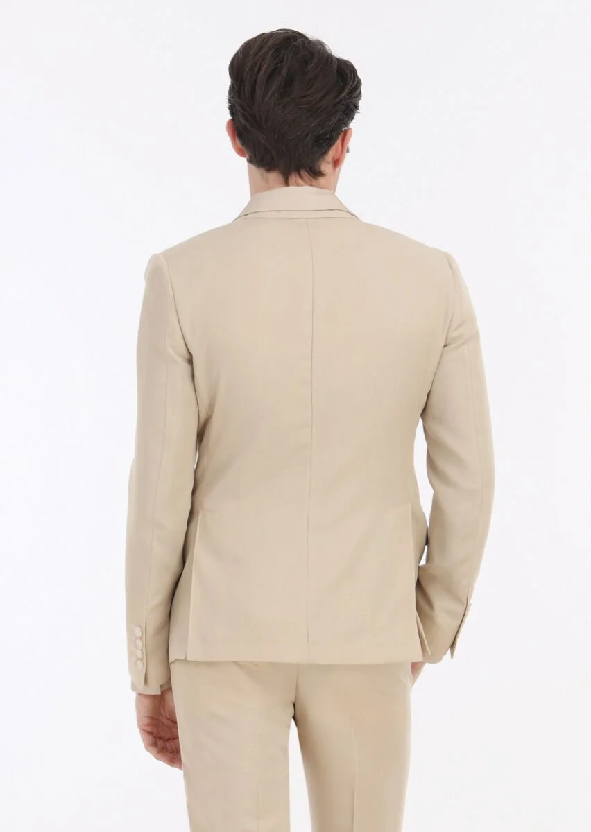Bej Düz Zeroweight Slim Fit Takım Elbise - 6
