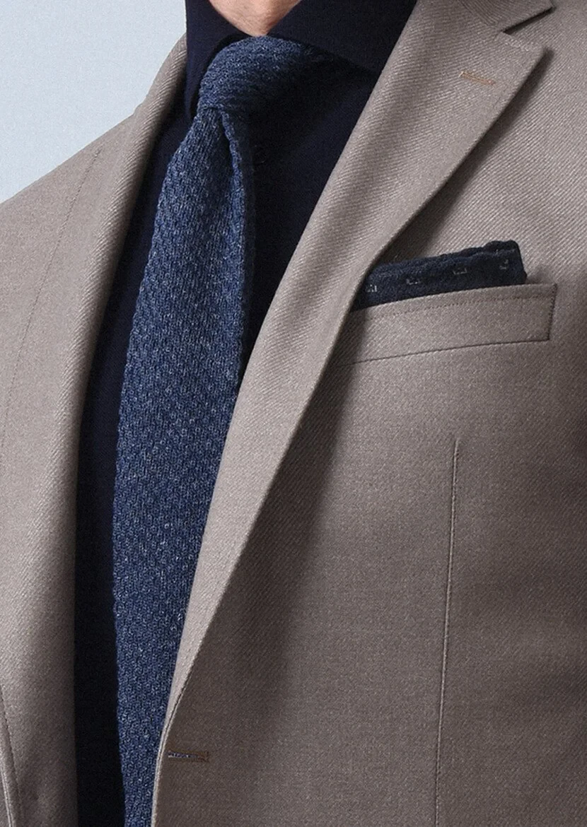 Bej Düz Zeroweight Slim Fit Yün Karışımlı Ceket - 2