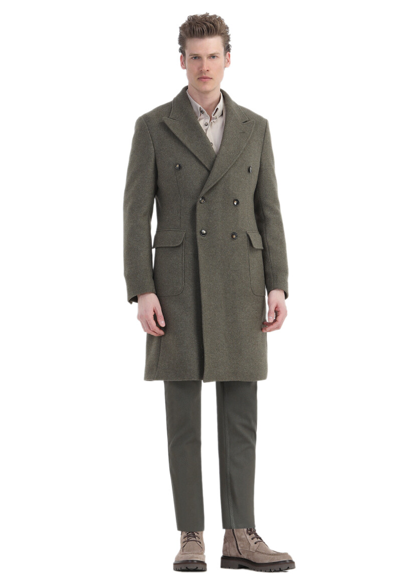 Bej Fitilli Regular Fit Uzun Dokuma Kadife Casual %100 Pamuk Gömlek - 4