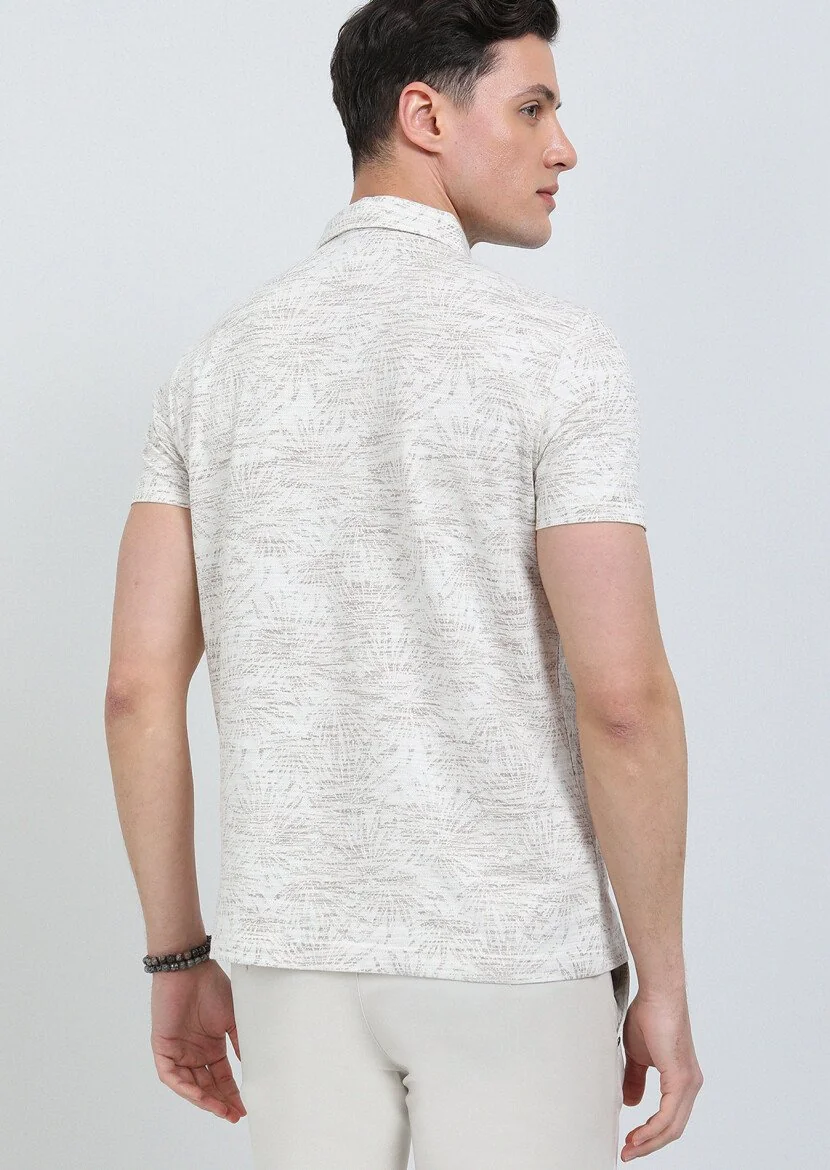 Bej Jakarlı Polo Yaka %100 Pamuk T-Shirt - 5