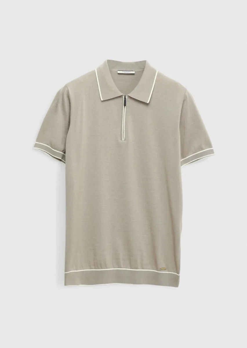Bej Polo Yaka %100 Pamuk Triko - 6