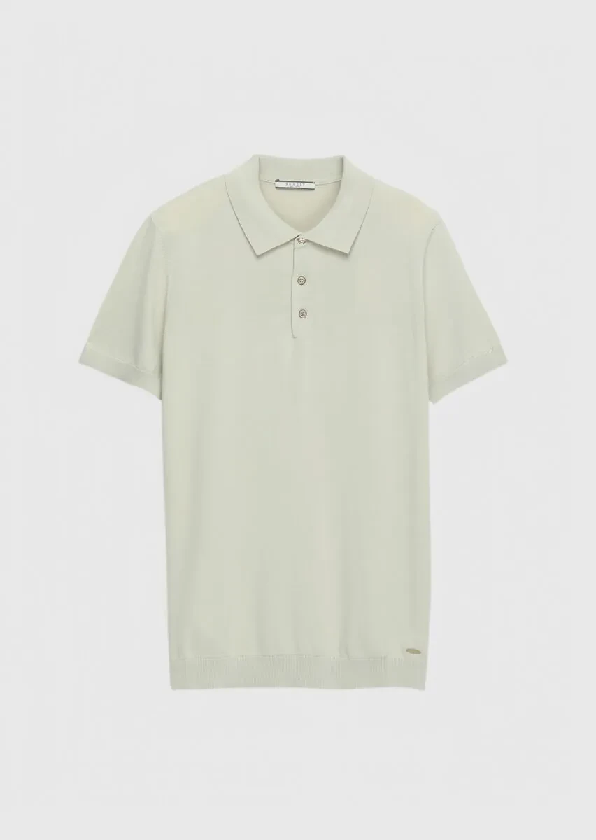 Bej Polo Yaka Düz Örgü Triko - 7