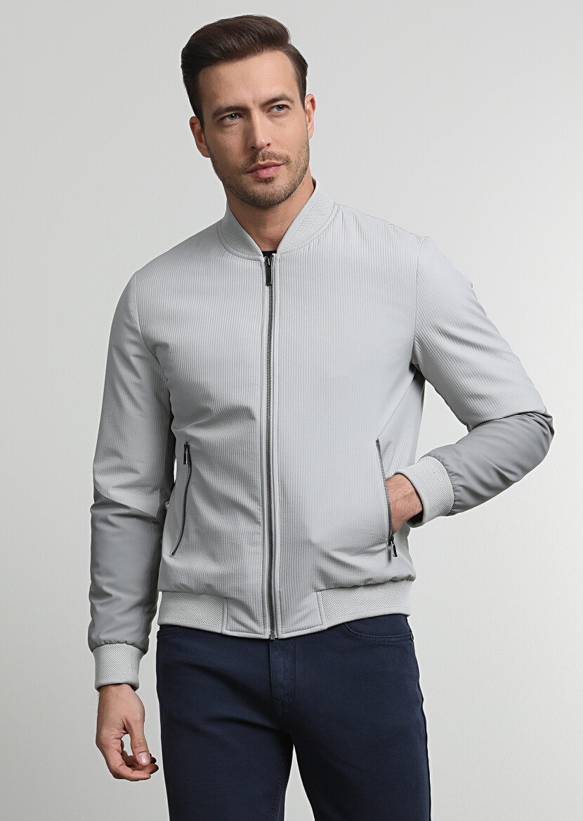 Bej Regular Fit Dik Yaka Casual Dokuma Mont - 3