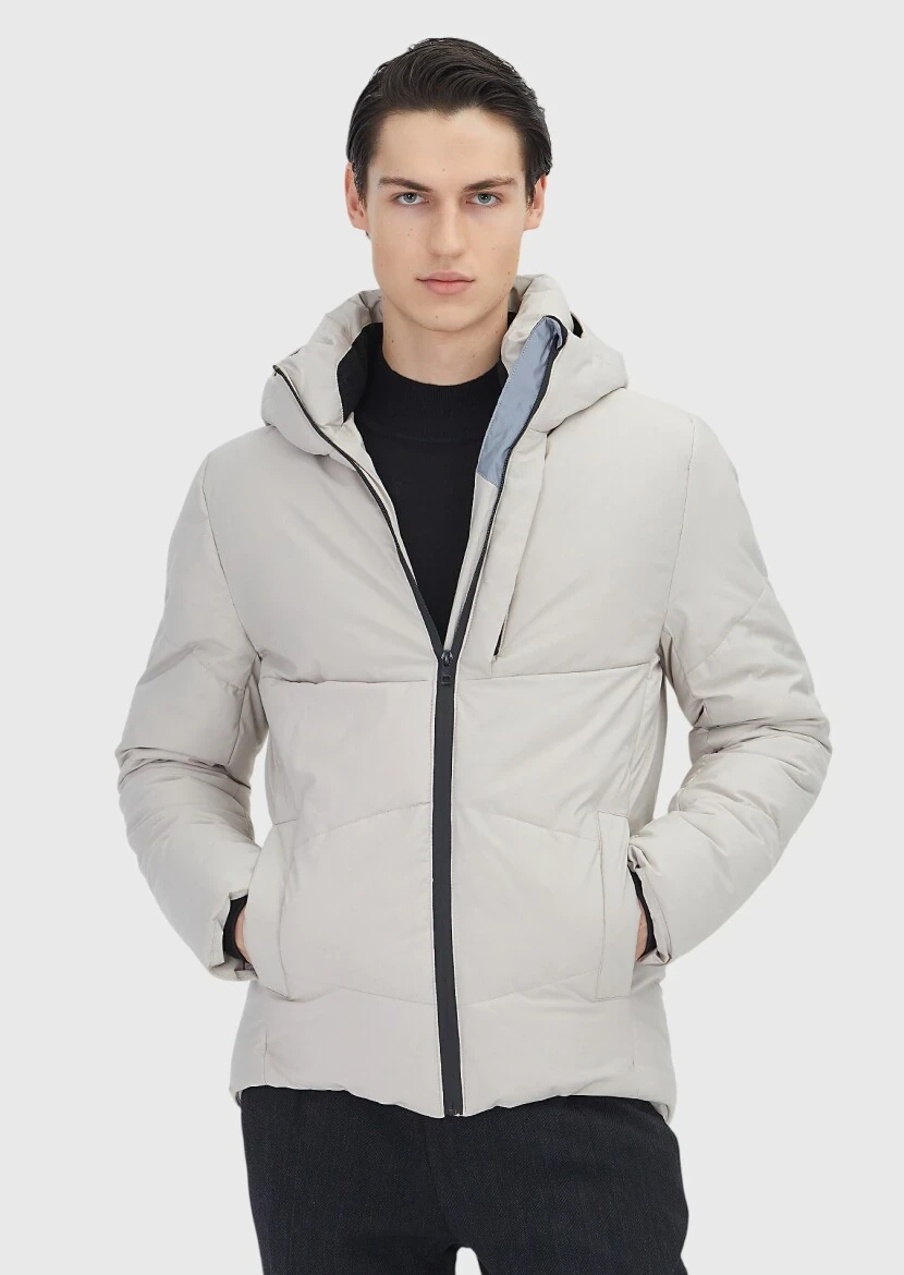 Bej Regular Fit Kapüşonlu Casual Dokuma Mont - RAMSEY