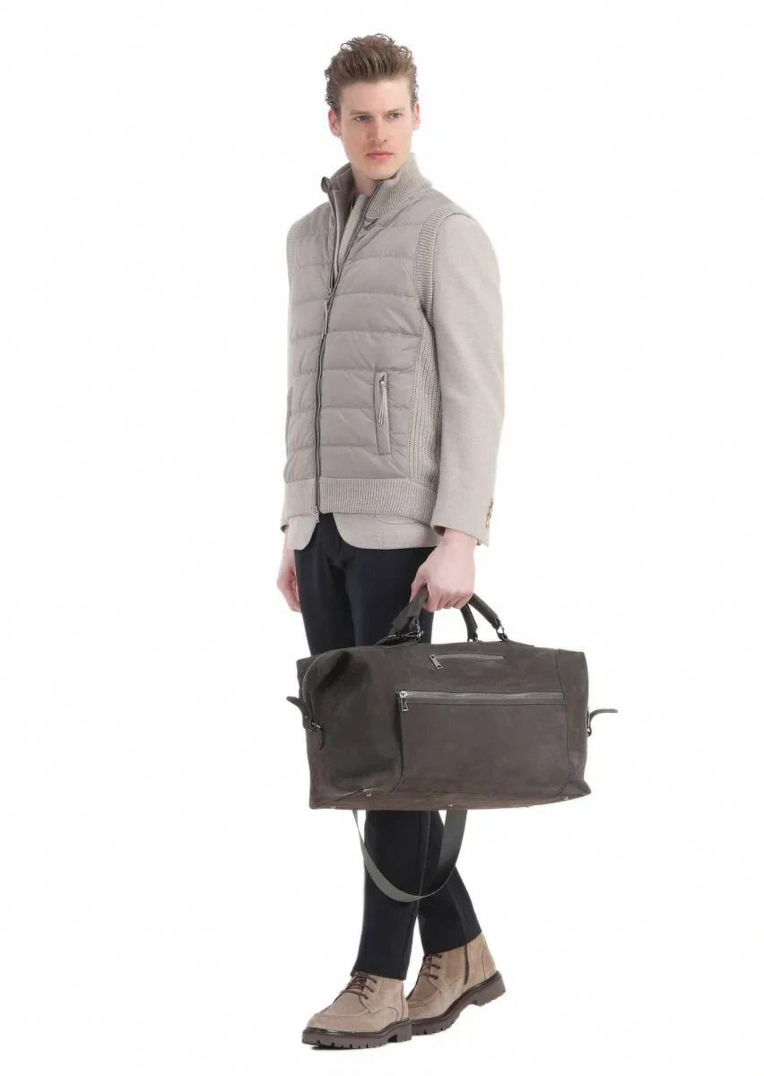 Bej Regular Fit Yarım Balıkçı Yaka Casual Örme Triko Yelek - 2