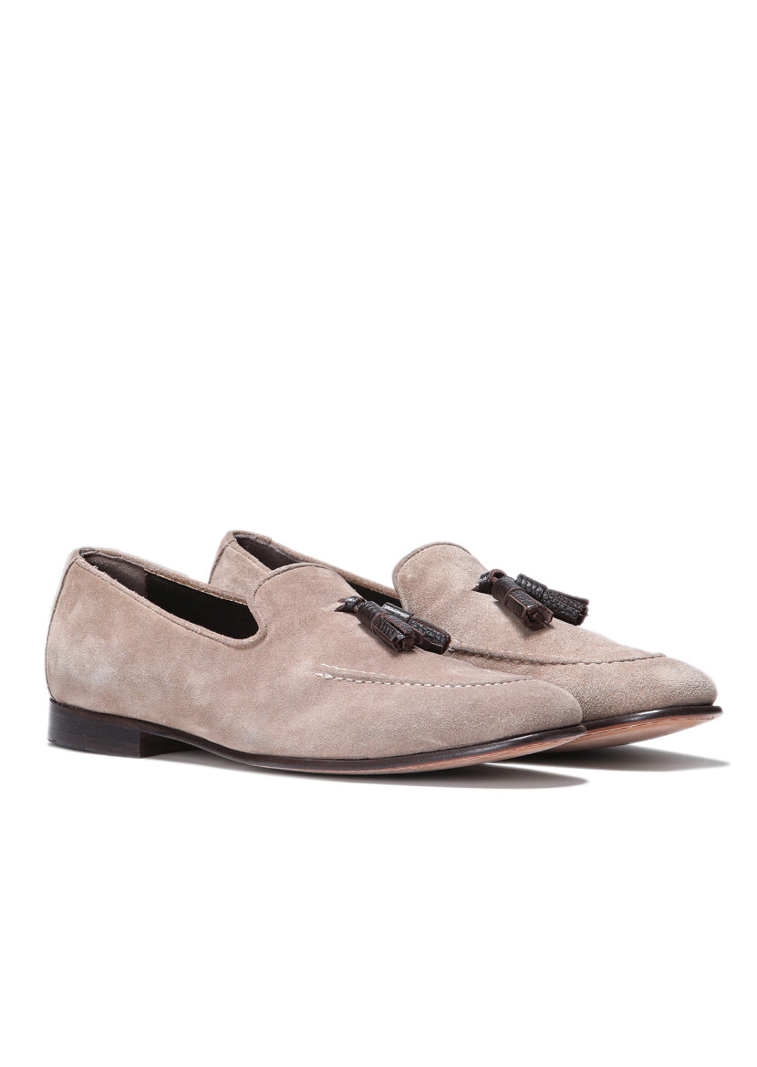 Bej Süet Klasik Loafer - 2