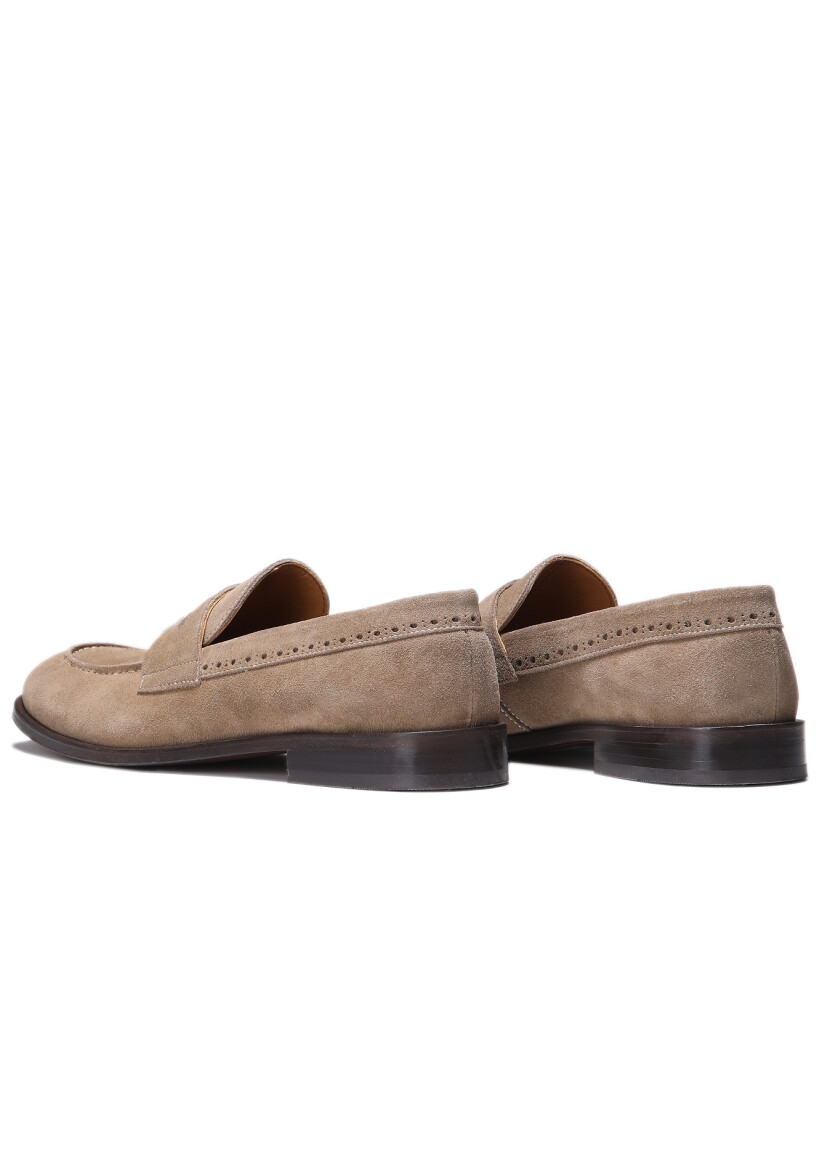 Bej Süet Klasik Loafer - 4