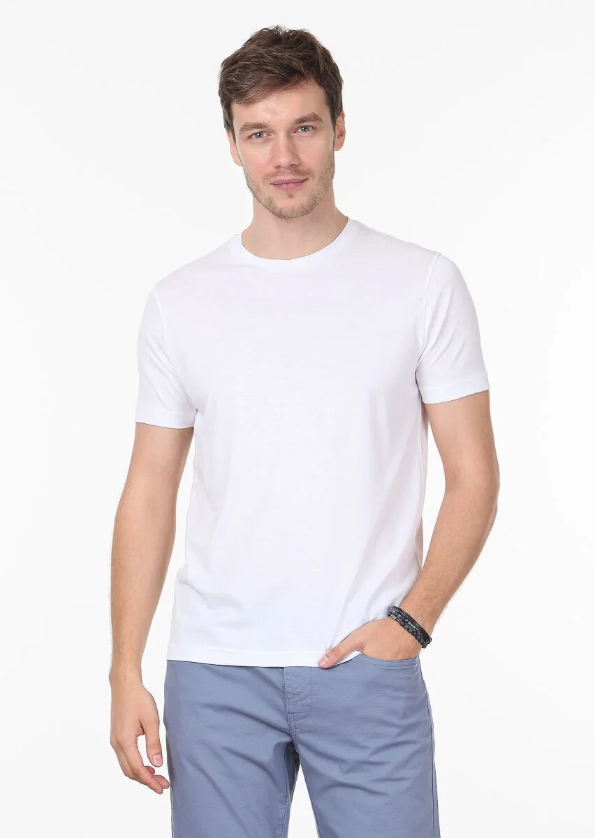 Beyaz %100 Pamuk T-Shirt - 1