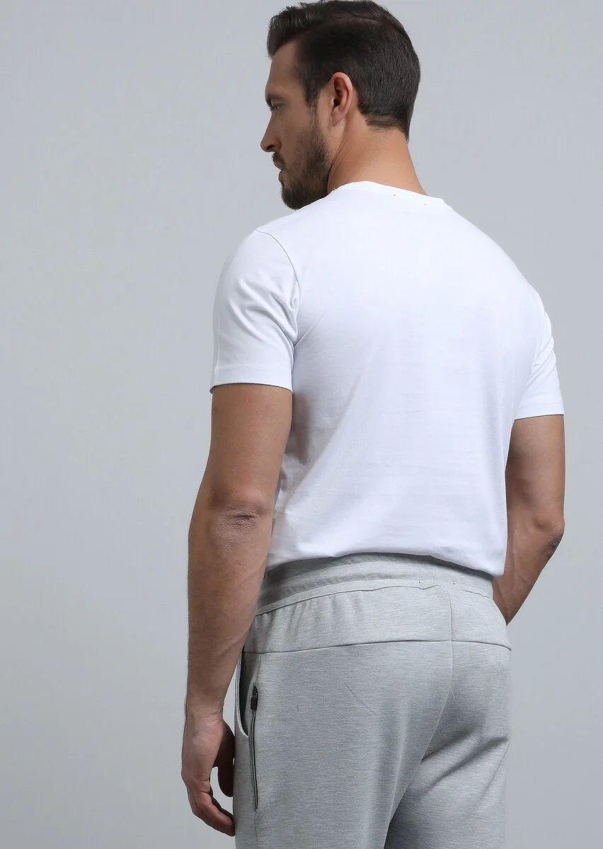 Beyaz Baskılı %100 Pamuk T-Shirt - 5