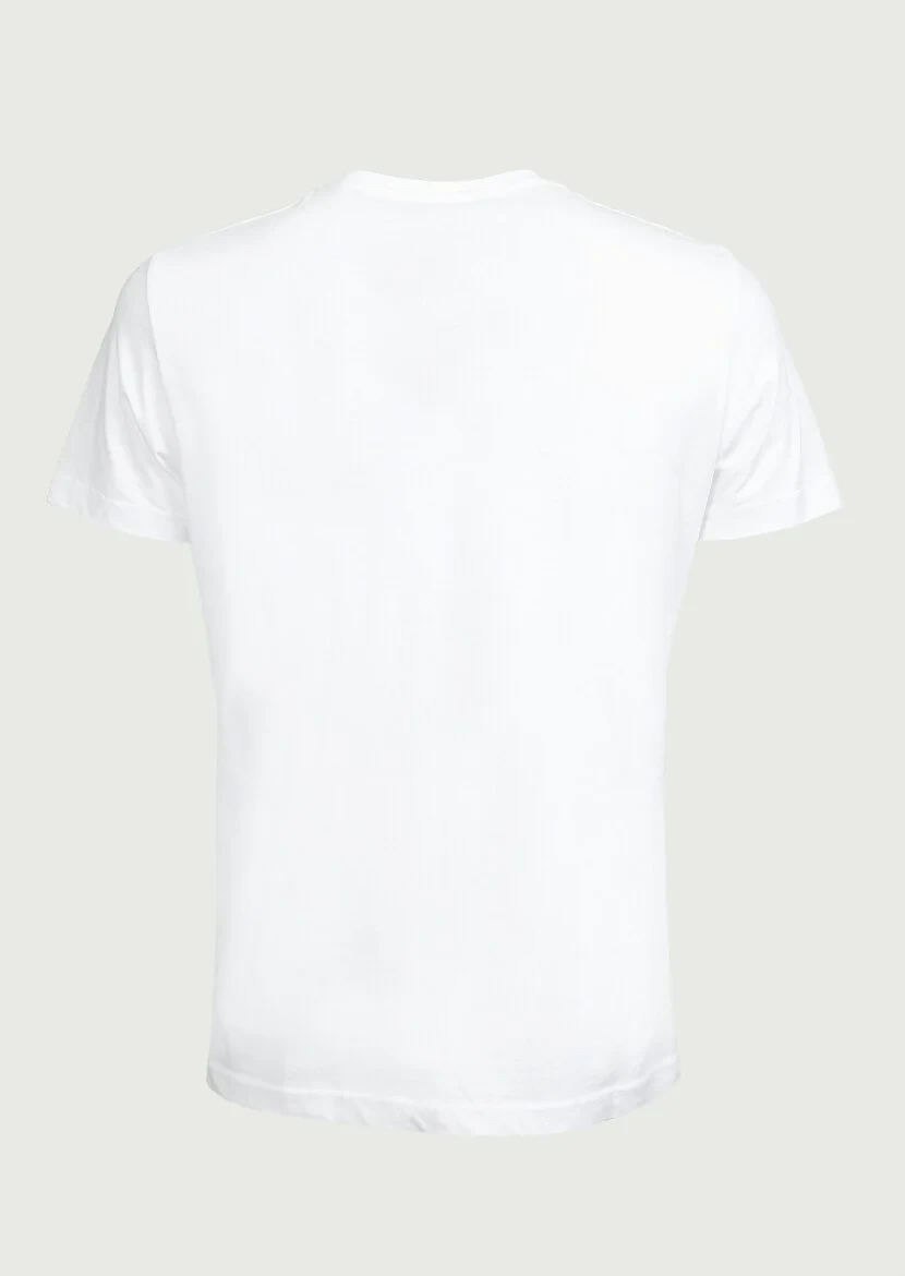 Beyaz Baskılı %100 Pamuk T-Shirt - 7