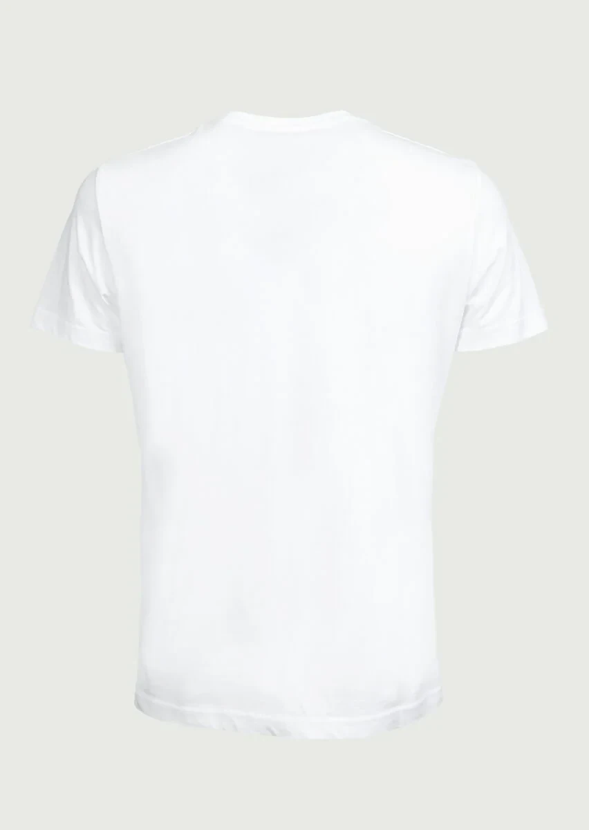 Beyaz Baskılı %100 Pamuk T-Shirt - 7