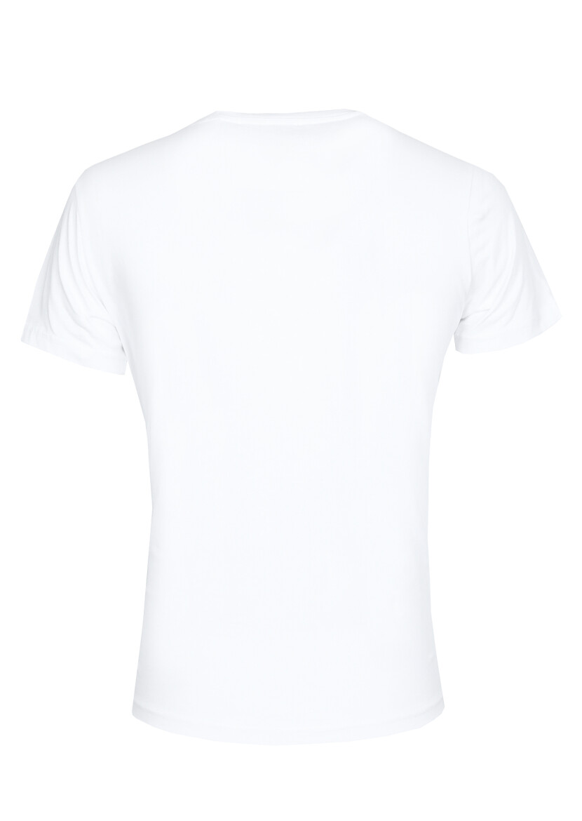 Beyaz Baskılı %100 Pamuk T-Shirt - 7