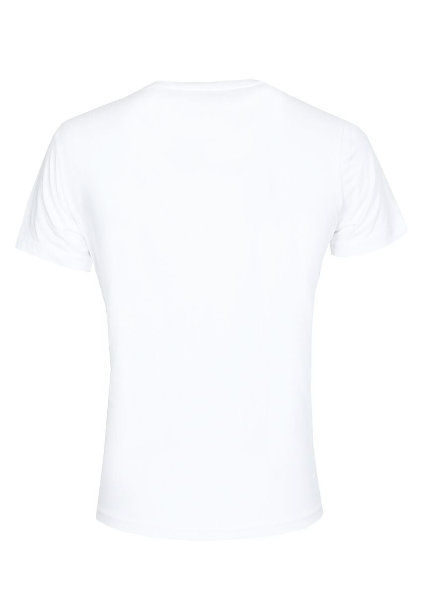 Beyaz Baskılı %100 Pamuk T-Shirt - 7