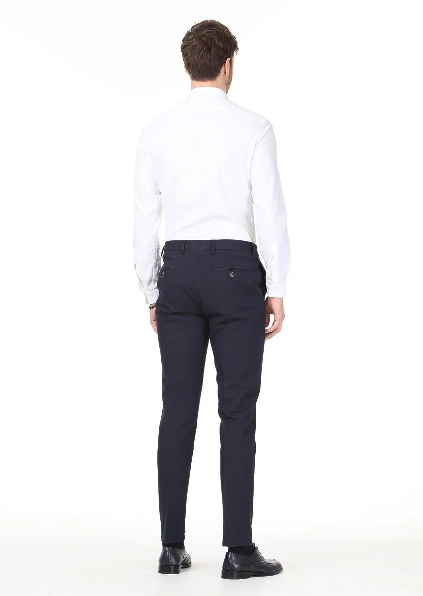 Beyaz Desenli Slim Fit Dokuma Casual %100 Pamuk Gömlek - 4