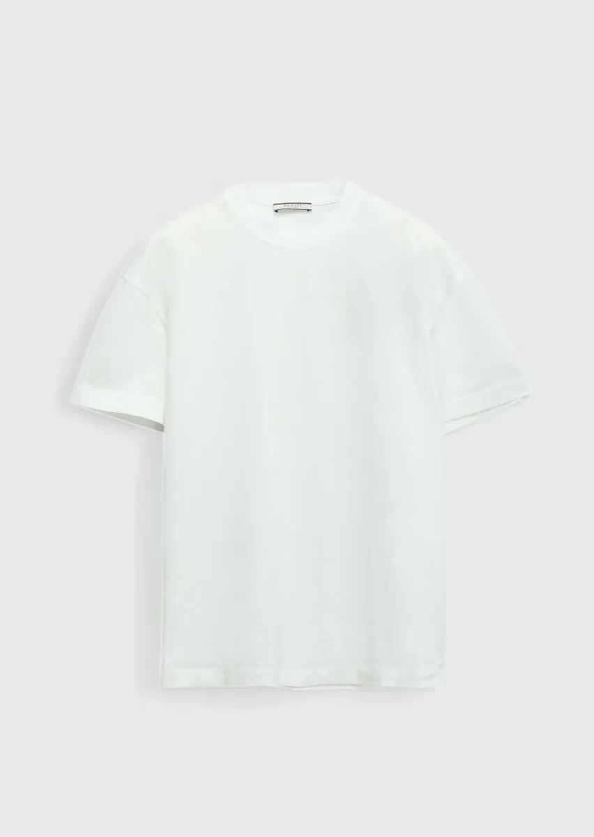 Beyaz Düz Bisiklet Yaka %100 Pamuk T-Shirt - 6