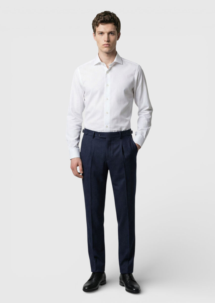 Beyaz Düz Casual Fit Dokuma Casual %100 Pamuk Gömlek - 1