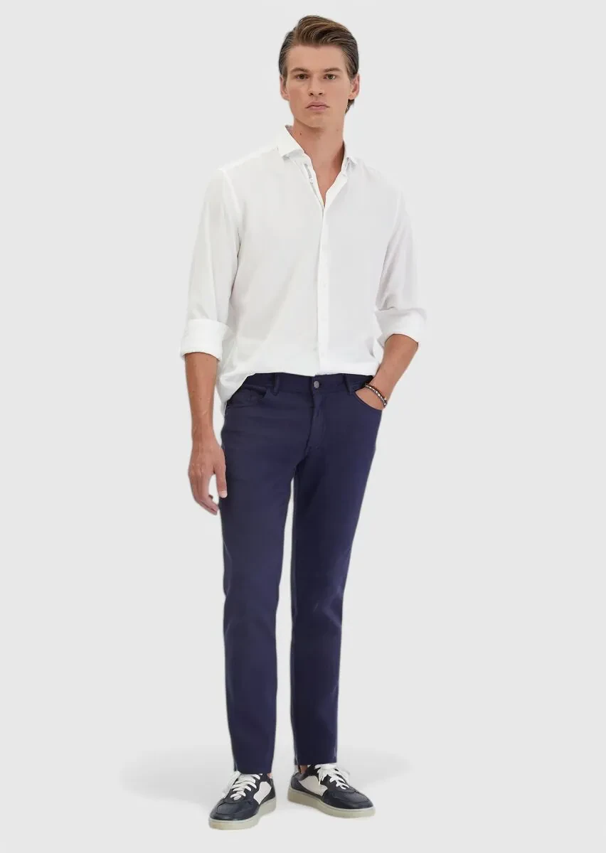 Beyaz Düz Casual Fit Dokuma Casual Gömlek - 2