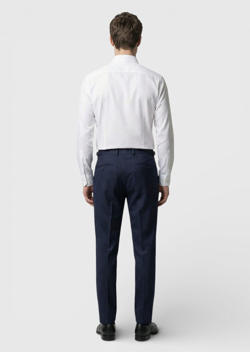 Beyaz Düz Casual Fit Uzun Dokuma Casual %100 Pamuk Gömlek - 3