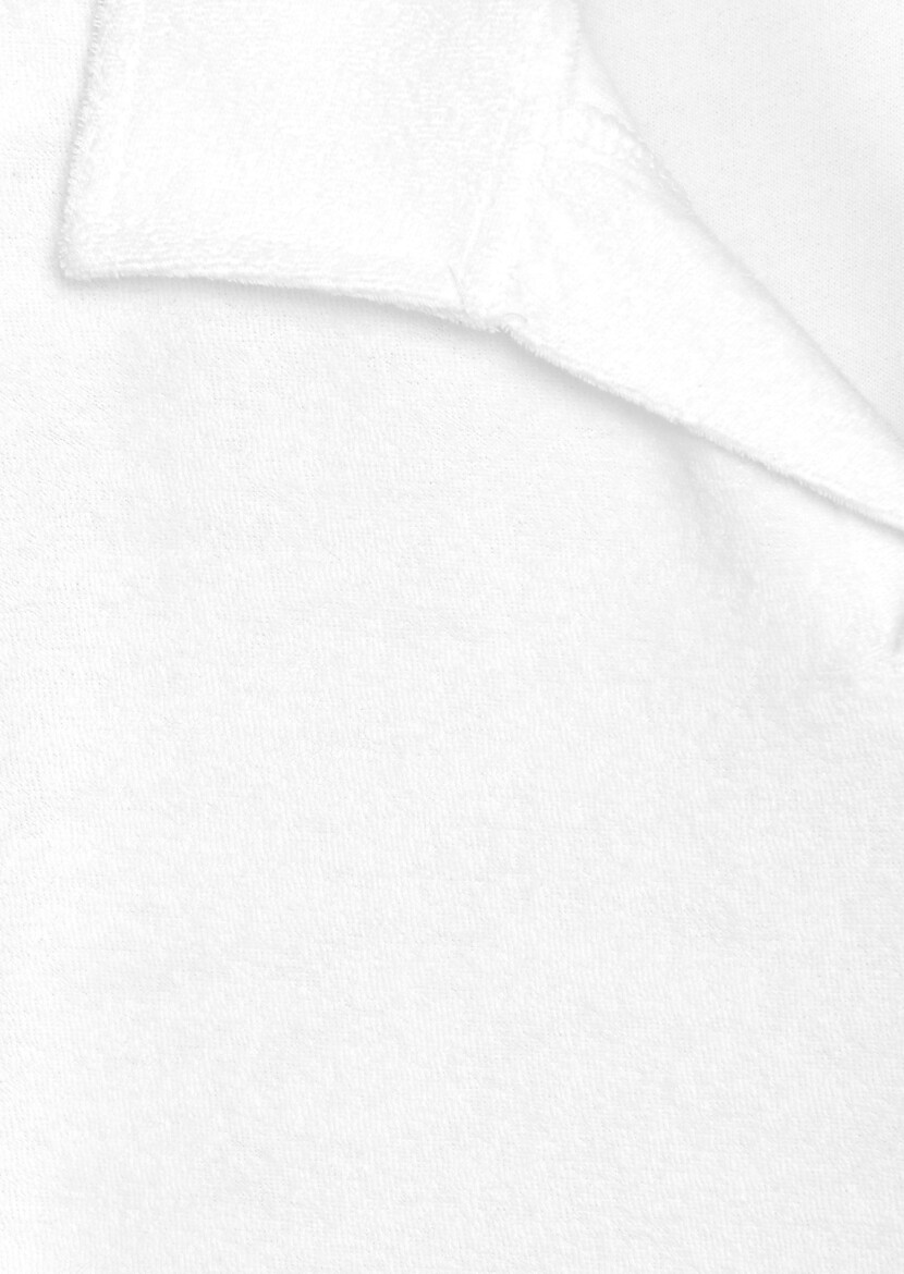 Beyaz Düz Pamuk Karışımlı T-Shirt 