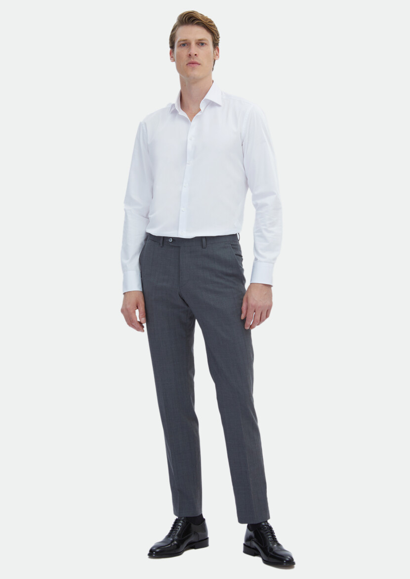 Beyaz Düz Regular Fit Dokuma Klasik %100 Pamuk Gömlek 