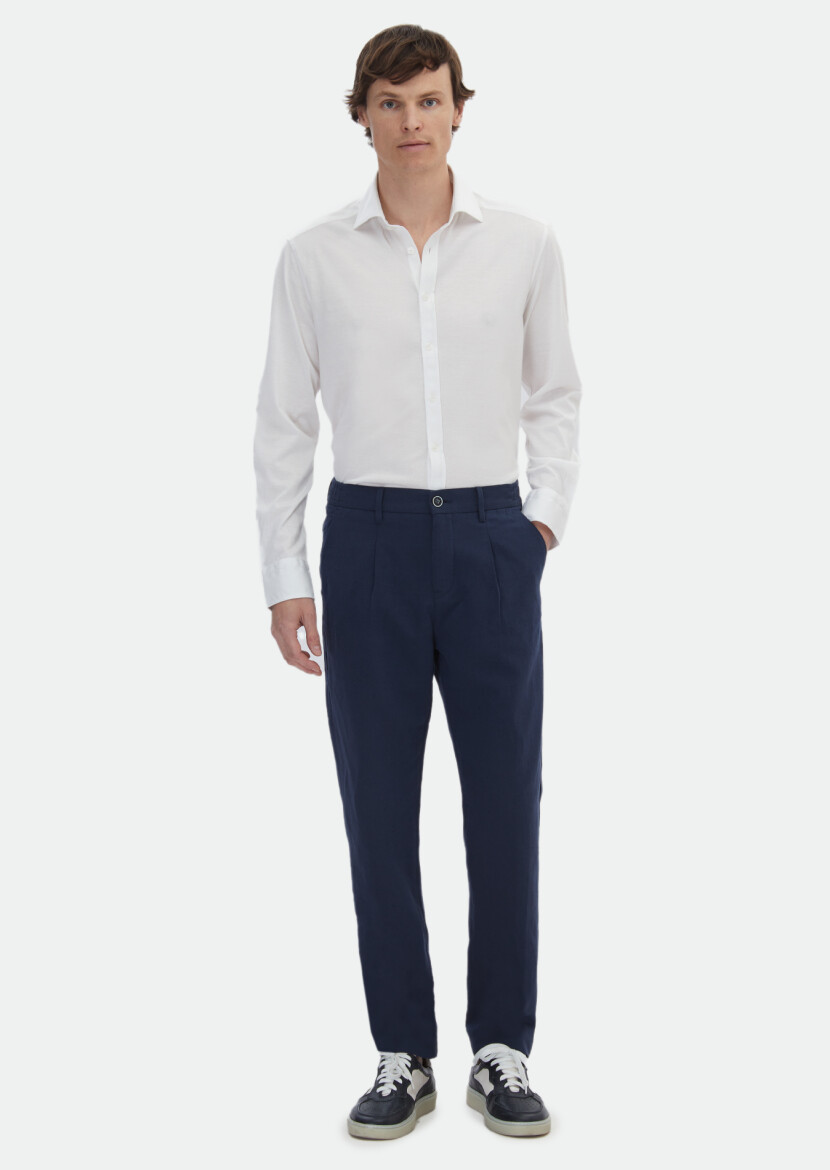 Beyaz Düz Regular Fit Uzun Dokuma Klasik %100 Pamuk Gömlek 