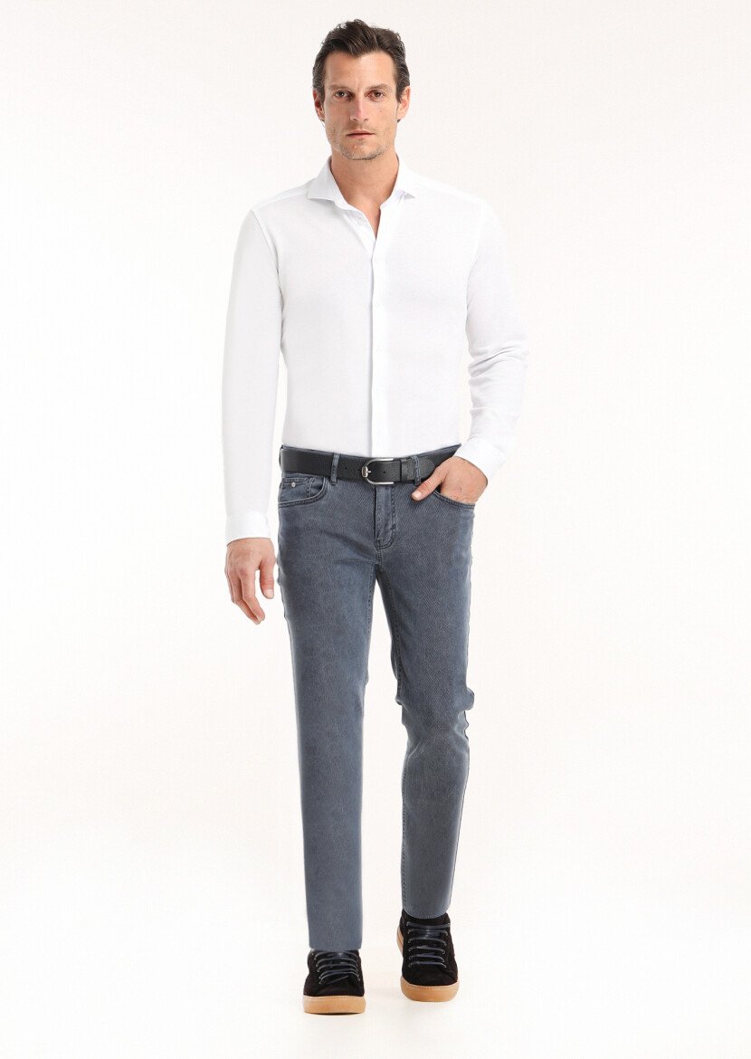 Beyaz Düz Slim Fit Casual %100 Pamuk Gömlek 