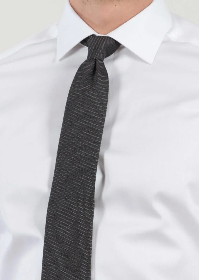 Beyaz Düz Slim Fit Dokuma Klasik %100 Pamuk Gömlek - 4