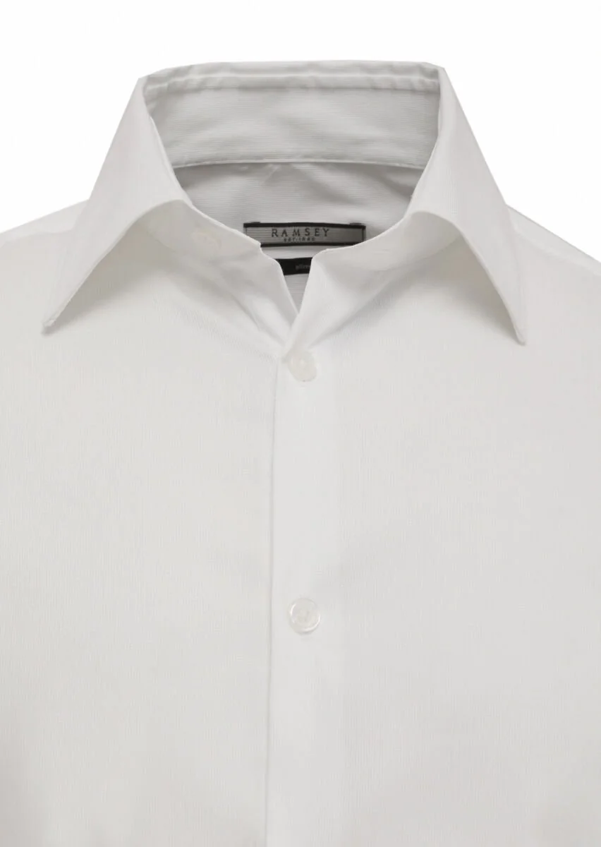 Beyaz Düz Slim Fit Dokuma Klasik Pamuk Karışımlı Gömlek - 2