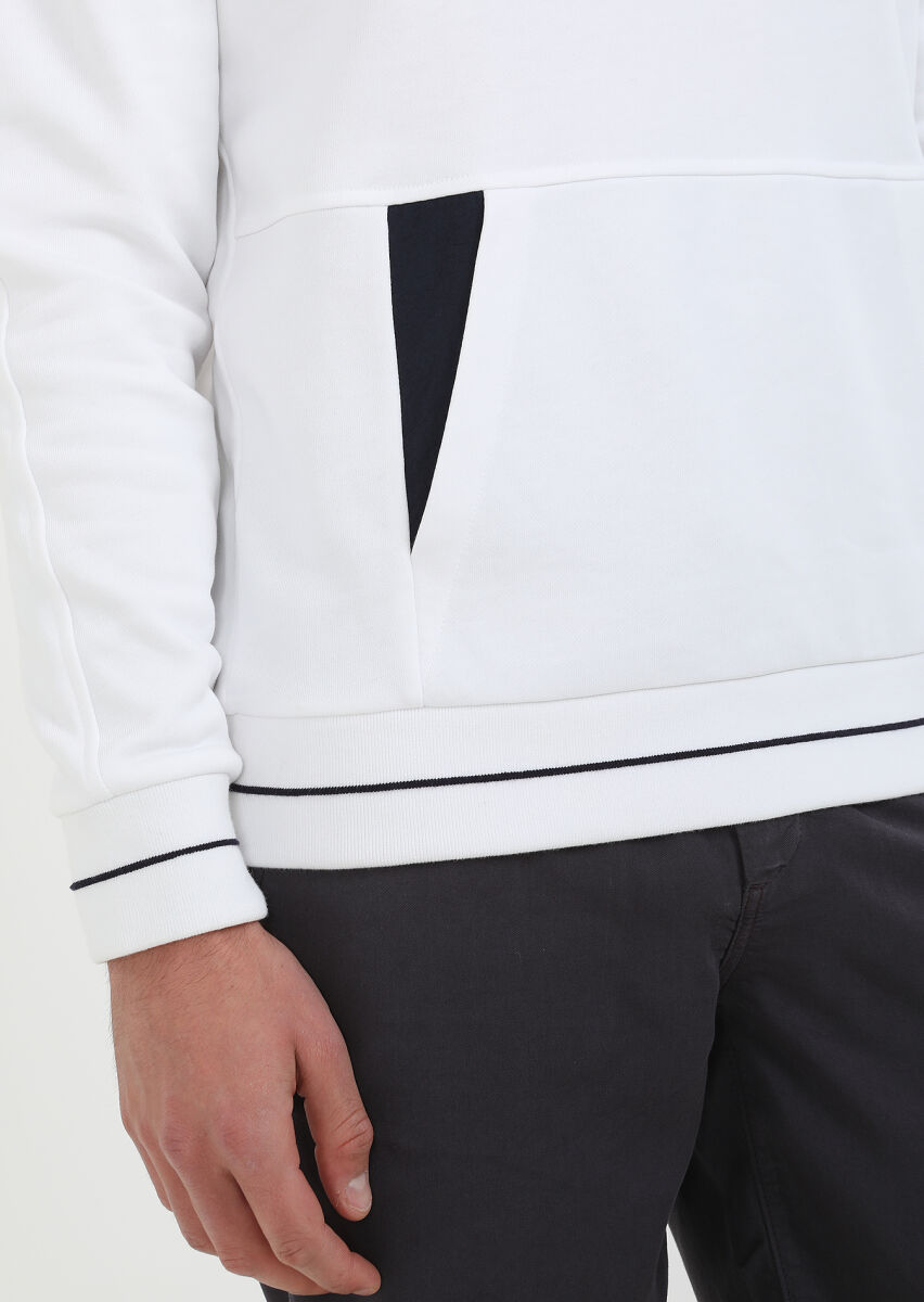 Beyaz Düz Sweatshırt - 4