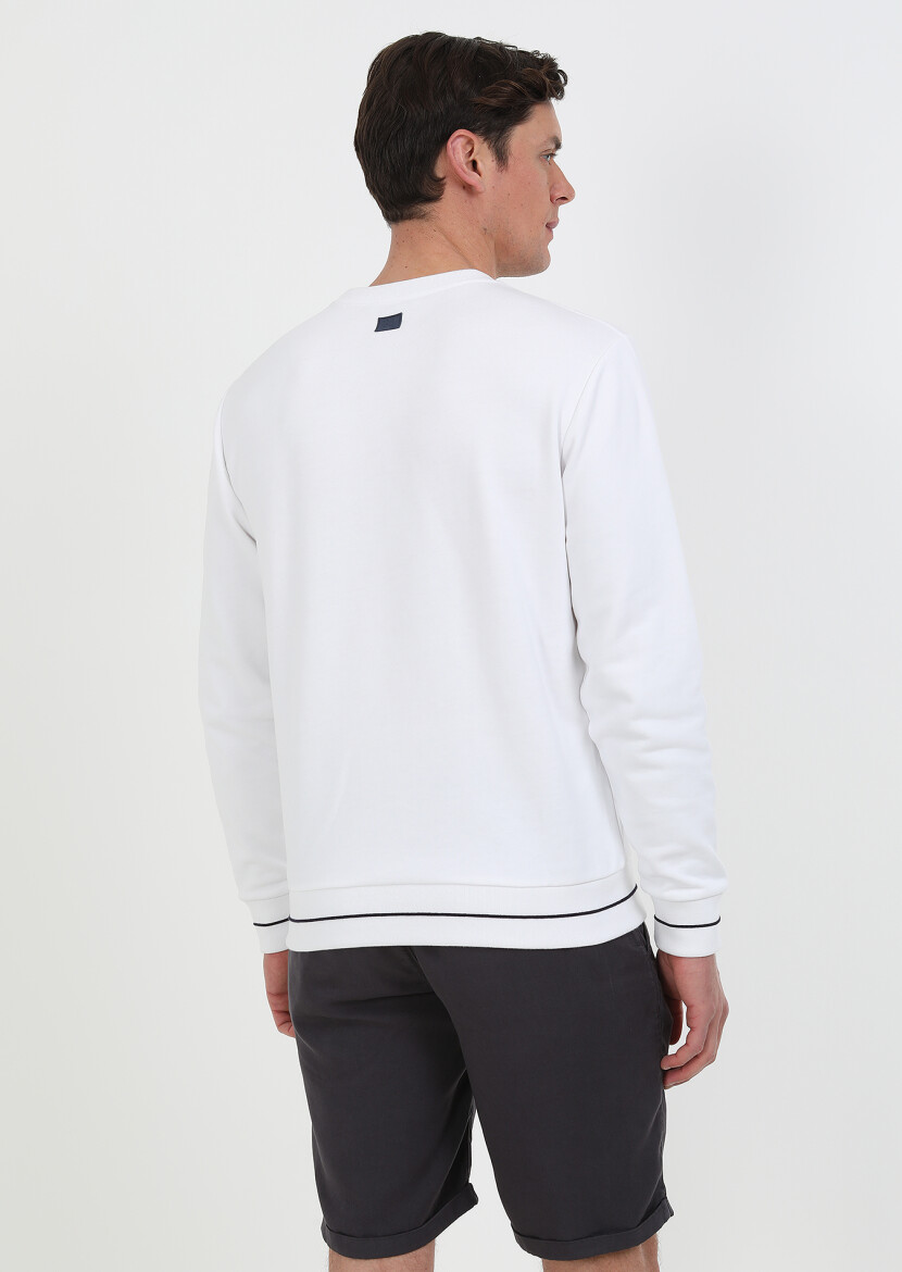 Beyaz Düz Sweatshırt - 7