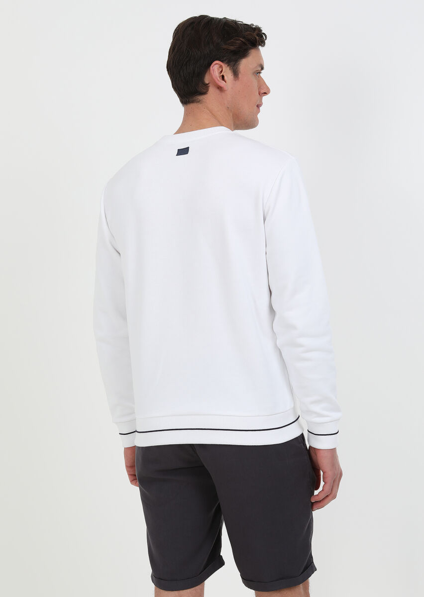Beyaz Düz Sweatshırt - 7