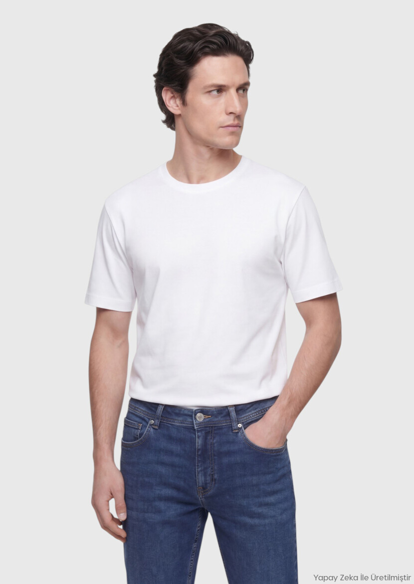 Beyaz Düz T-Shirt 