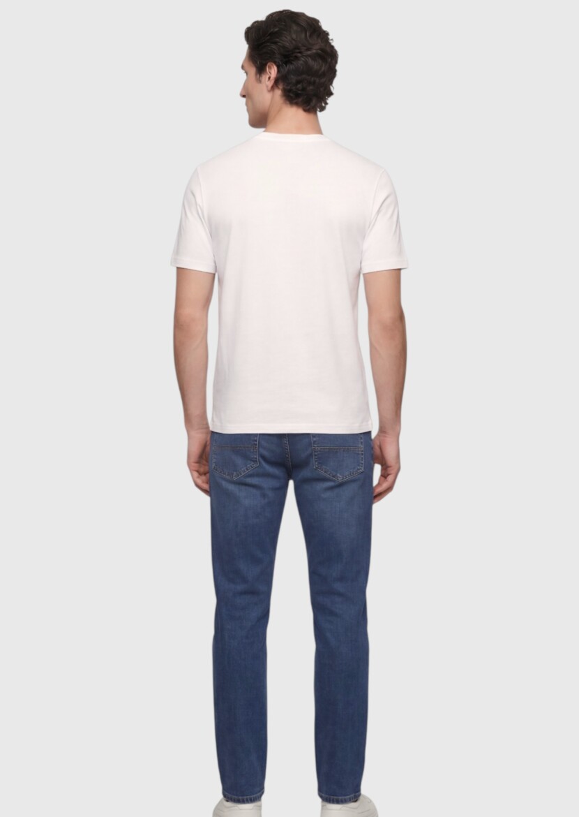 Beyaz Düz T-Shirt - 4