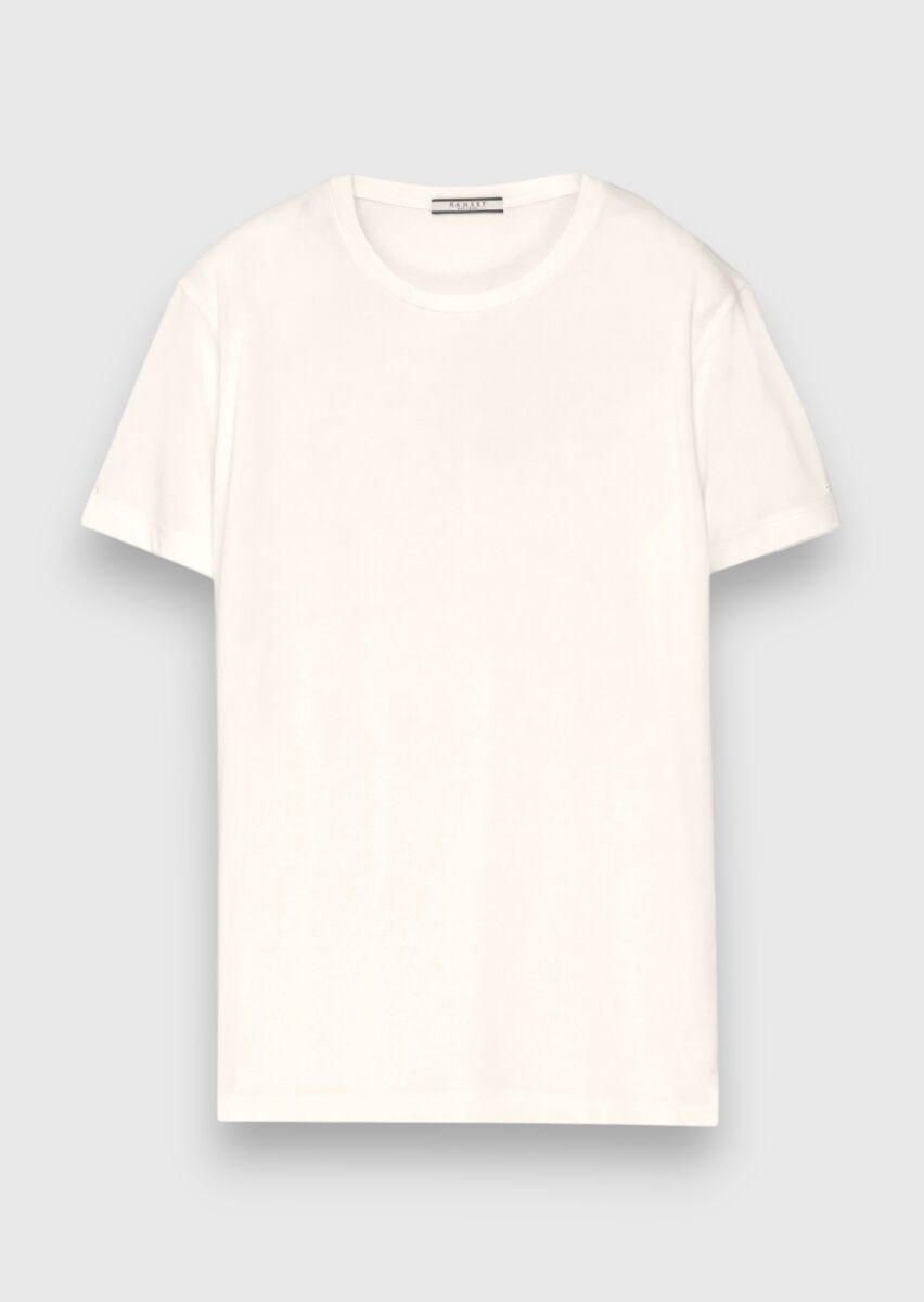 Beyaz Düz T-Shirt - 5