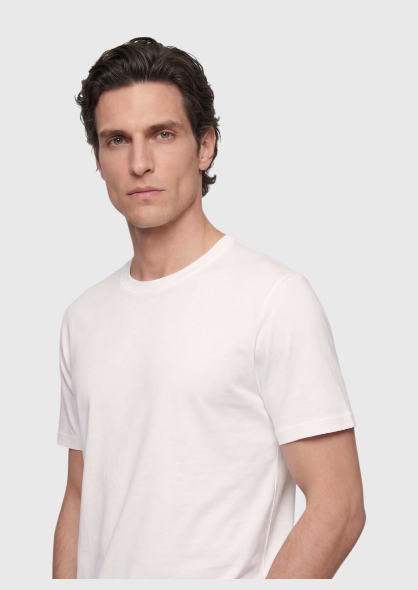 Beyaz Düz T-Shirt - 2