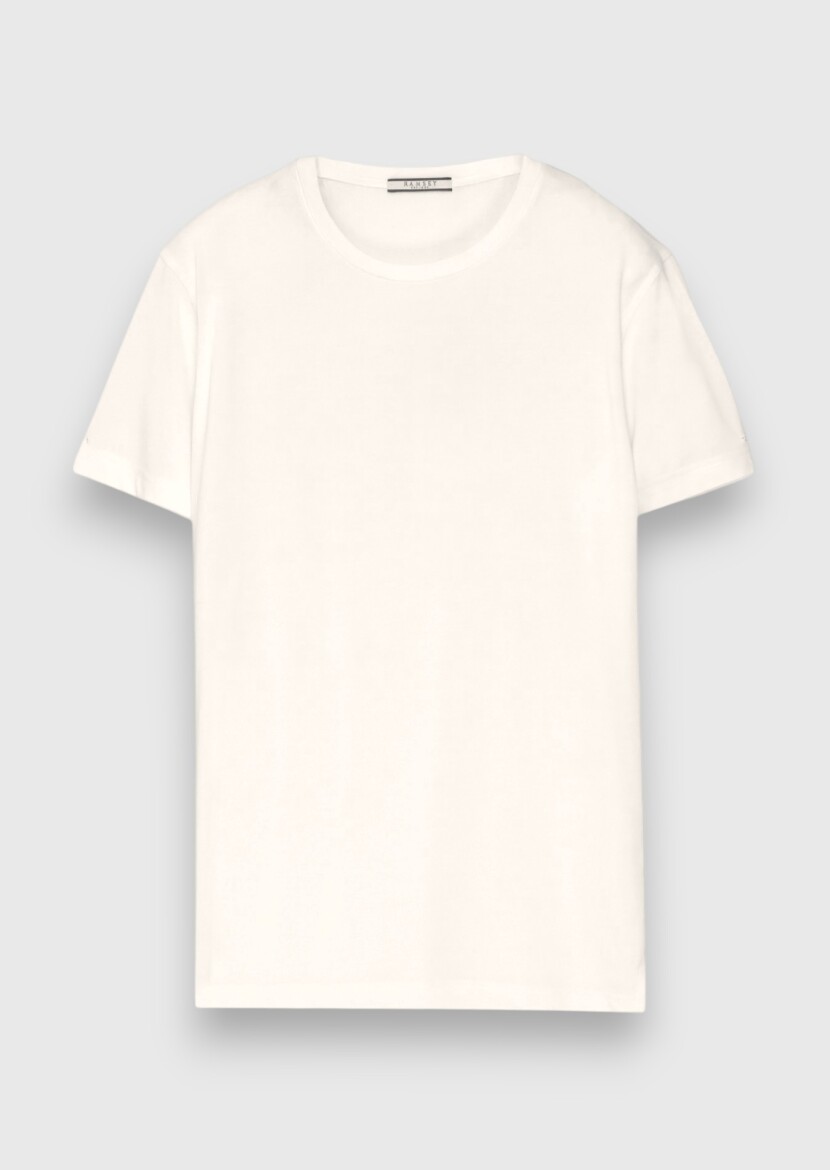 Beyaz Düz T-Shirt - 5