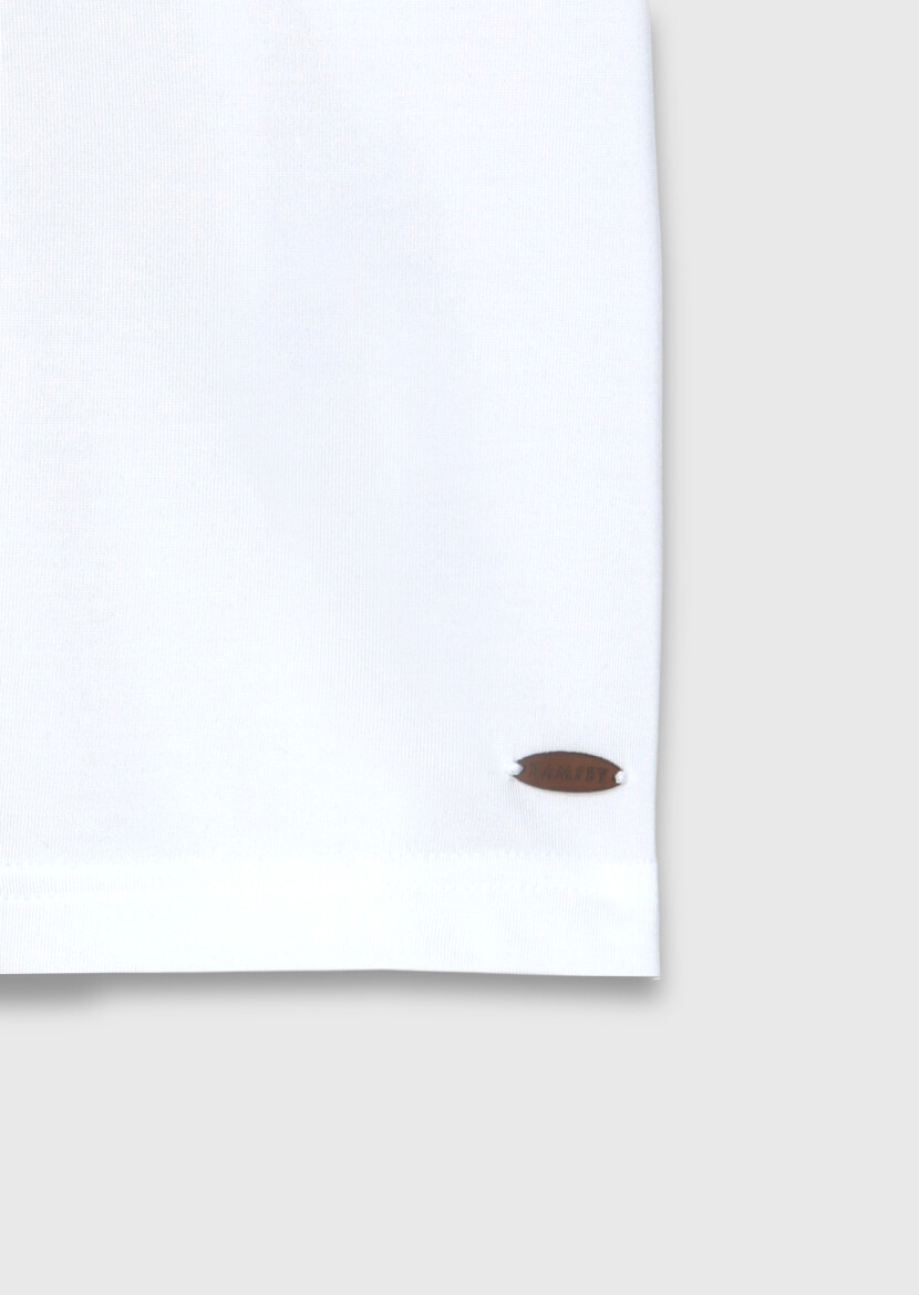 Beyaz Düz T-Shirt - 7