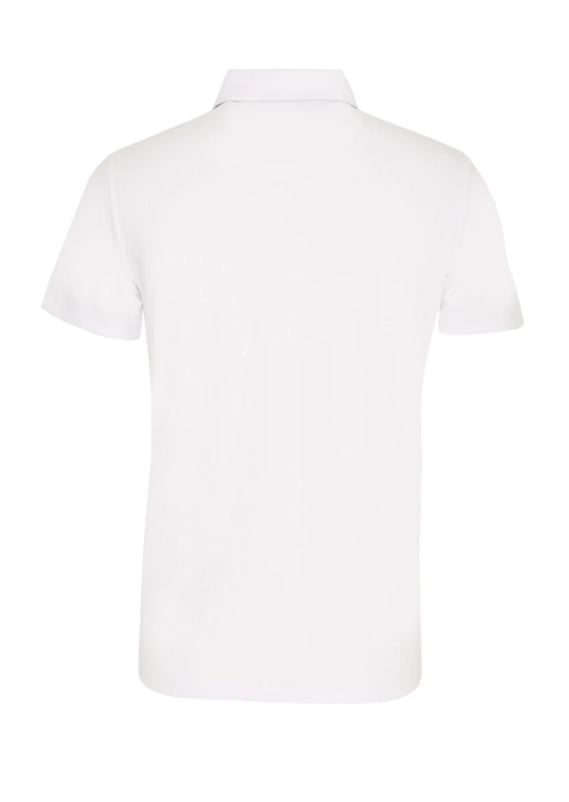 Beyaz Jakarlı Polo Yaka %100 Pamuk T-Shirt - 3