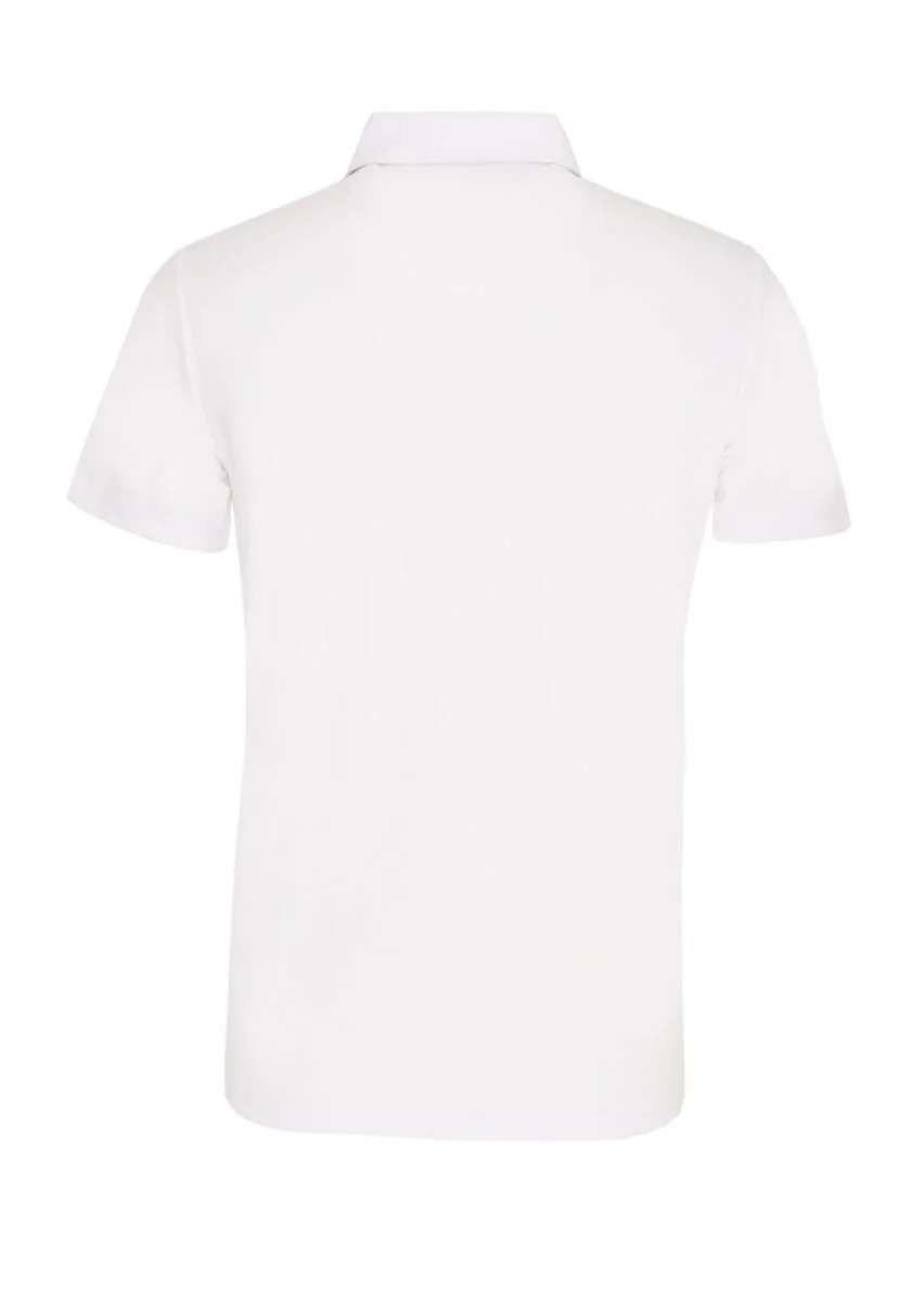 Beyaz Jakarlı Polo Yaka %100 Pamuk T-Shirt - 3