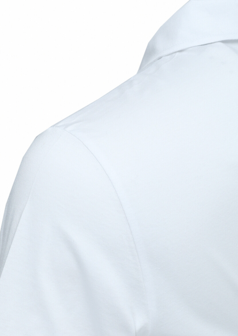 Beyaz Polo Yaka %100 Pamuk T-Shirt - 3