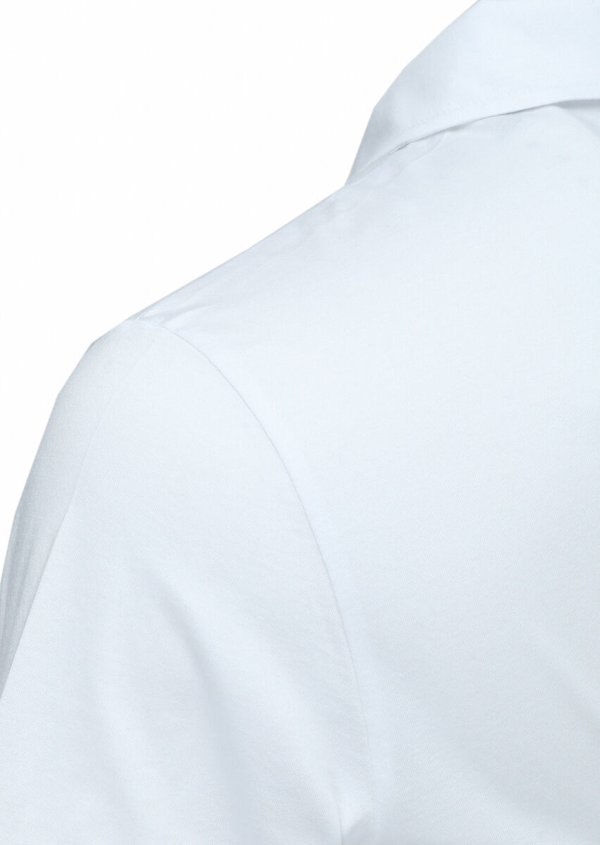 Beyaz Polo Yaka %100 Pamuk T-Shirt - 3