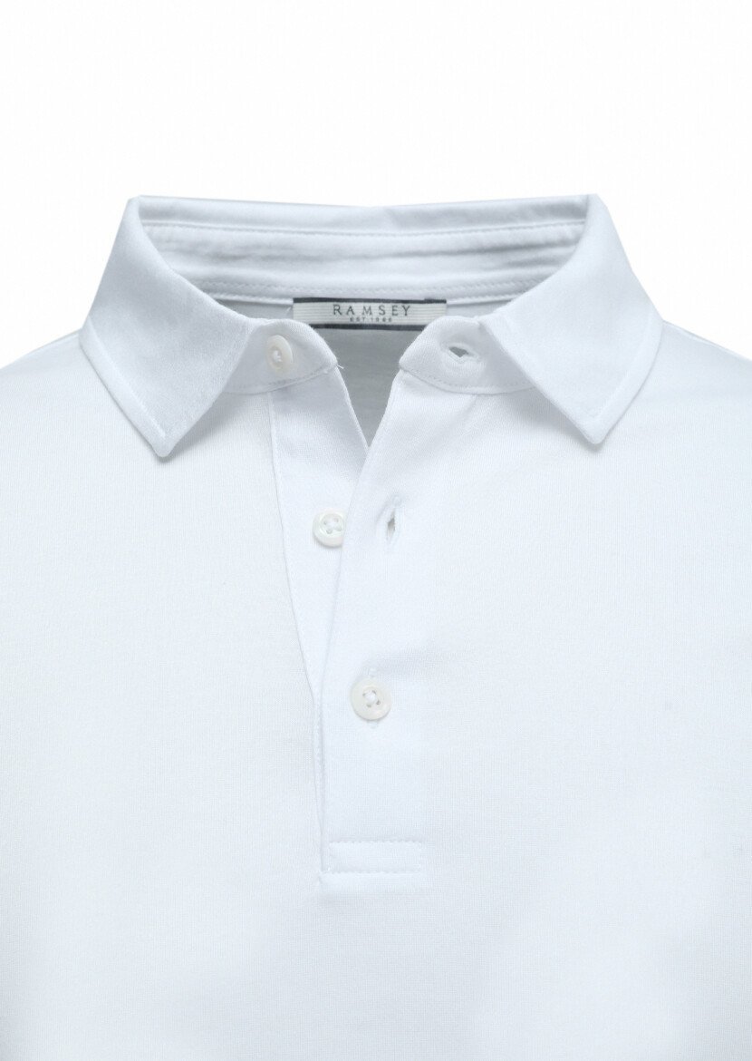 Beyaz Polo Yaka %100 Pamuk T-Shirt 