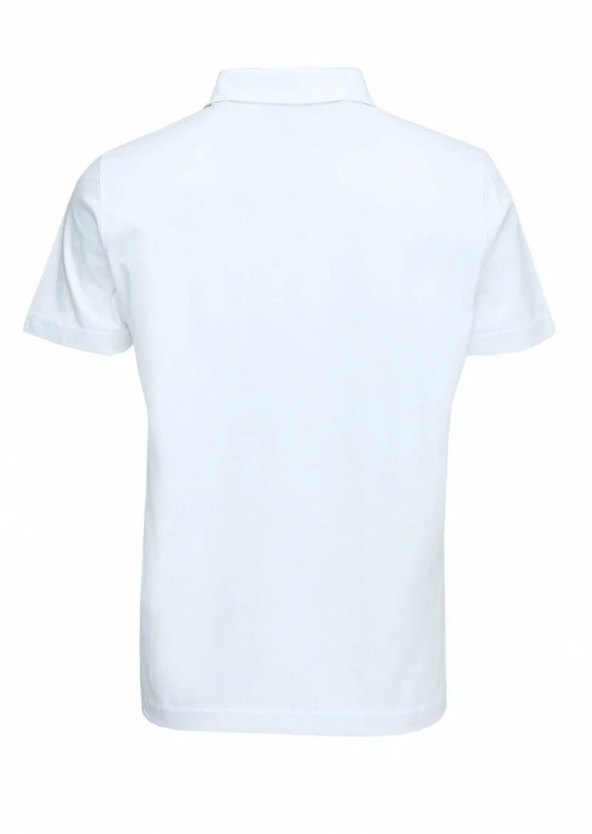 Beyaz Polo Yaka %100 Pamuk T-Shirt - 4