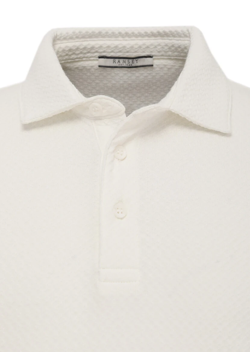 Beyaz Polo Yaka Pamuk Karışımlı T-Shirt - 2